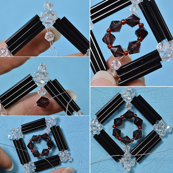 Instructions on How to Make a Pair of Glass Beaded Square Drop Earrings (4)