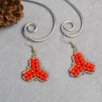 Beebeecraft Tutorial on How to DIY Red 2-Hole Seed Beads Earrings with Silver Seed Beads